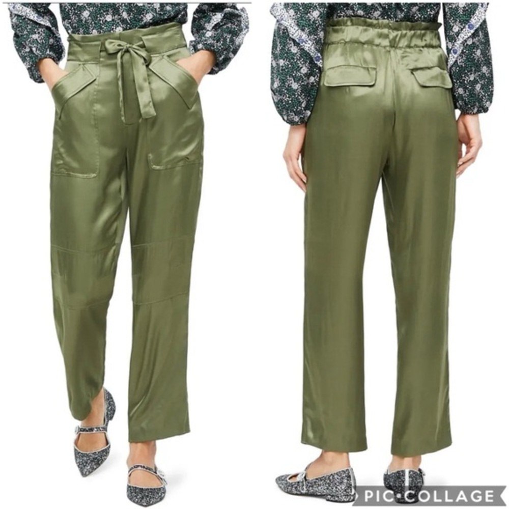 J. Crew Olive Green Women's High-Waisted Drapey Pants Size 2 Tall